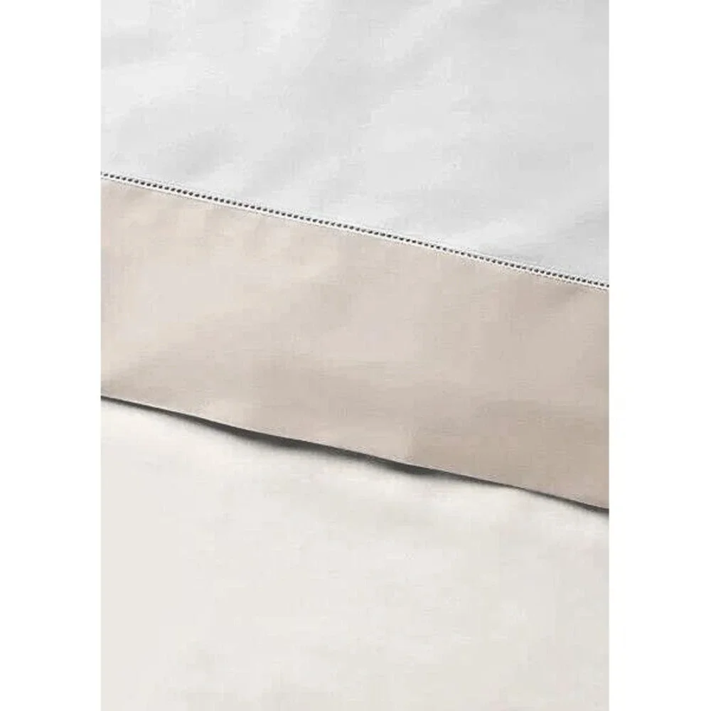 Ralph Lauren Home Organic Cotton Sateen Border Flat Sheet Coastal Sand tan TWIN